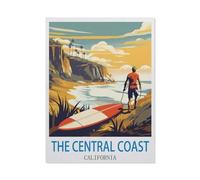 Jigsaw 1000 Pieces，The Central Coast California Vintage Travel Posters Surf，DIY Art for Grown Ups Adults（50x70cm）-CL34