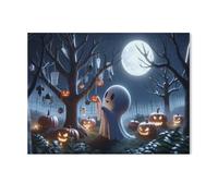 jigsaw 1000 pieces,The little ghost decorates the Halloween tree,DIY Art for Grown Ups Adults(75x50cm)-AG17