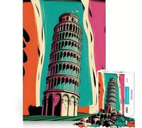 Jigsaw 1000 Pieces Tower of Pisa Italy Colors Perfect Edge Play Cognitive Fun Play Slow Play Fun Xmas Art Display (38x52cm)