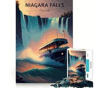 Jigsaw 1000 Pieces Travel to Niagara Falls Perfect Edge Play Cognitive Fun Play Slow Play Fun Xmas Art Display(38x26cm)