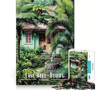 Jigsaw 1000 Pieces Tropical House in La Reunion Perfect Edge Play Cognitive Fun Play Slow Play Fun Xmas Art Display (50x75cm)