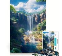 Jigsaw 1000 Pieces Tropical Jungle Waterfall Perfect Edge Play Cognitive Fun Play Slow Play Fun Xmas Art Display(38x26cm)