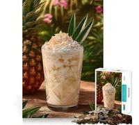 Jigsaw 1000 Pieces Tropical Pineapple Coconut Drink Still Life Perfect Edge Play Cognitive Fun Play Slow Play Fun Xmas Art Display (38x52cm)