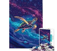 Jigsaw 1000 Pieces Turtle Floating In Space Brain Teaser Game Brain Intelligence Challenge Addictive Toys Gifts For Birthdays Difficult Challenge (Size 38x52cm)