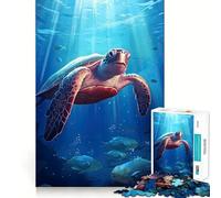 Jigsaw 1000 Pieces Turtle Sea Animals Perfect Edge Play Cognitive Fun Play Slow Play Fun Xmas Art Display(38x26cm)