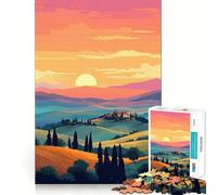Jigsaw 1000 Pieces Tuscan Sunset Italy Travel Perfect Edge Play Cognitive Fun Play Slow Play Fun Xmas Art Display(38x26cm)