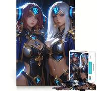 Jigsaw 1000 Pieces Two Female Warriors Anime Girl Gaming Perfect Edge Play Cognitive Fun Play Slow Play Fun Xmas Art Display(38x26cm)