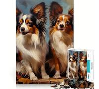 Jigsaw 1000 Pieces Two Papillon Dogs Portrait Perfect Edge Play Cognitive Fun Play Slow Play Fun Xmas Art Display (38x52cm)