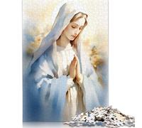Jigsaw 1000 Pieces Virgin Mary Watercolor Painting - Our Lady of Grace Puzzle Jigsaw Adults Puzzles Jigsaw Education Game Educational Toys Gifts Jigsaw Puzzles (75x50cm)