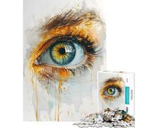 Jigsaw 1000 Pieces Watercolor Green Eye Art for Educational Game Challenge Toy for Educational Game Tough Challenge Gifts For Birthdays (Size 75x50cm)