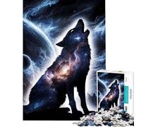 Jigsaw 1000 Pieces Wolf Howling Silhouette Brain Teaser Game Brain Intelligence Challenge Addictive Toys Gifts For Birthdays Difficult Challenge (Size 38x52cm)