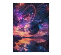Jigsaw 1000pcs(52x38cm) for Teenagerss Galactic Reflections Saturn's Majesty Over Water Jigsaw for Adults Toy Wall Decor A Work of Art Unique Gifts for Birthday And Christmas 1000pcs(52x38cm)