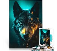 jigsaw 2000 pieces for adults black wolf in neon Made of cardboard for age 14+ Home Decor As a gift for the whole family and friends。size：70x100cm/27.5x39.3inch