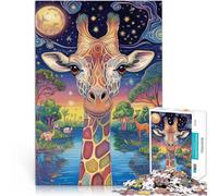 jigsaw 2000 pieces for adults Color painting giraffe Analysis and logic 70x100cm with Matching Poster and Trivia Sheet for and Age 14