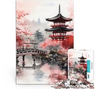 jigsaw 2000 pieces for adults Red Temple by the Lake Herausforderndes Spiel Lustige Aktivitäten für zu Hause, Geburtstagsgeschenk, Reisegeschenk,70x100cm