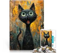 jigsaw 2000 pieces for adults Screaming Black Cat Stressabbau Staycation Zeit totschlagen Für Paare geeignet70x100cm