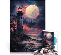 jigsaw 2000 pieces for adults Sunset Ocean Lighthouse Lernspiele Heimdekoration mit passendem Poster und Quizblatt70x100cm