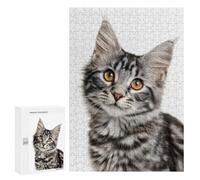 Jigsaw 300 PCS Adorable Tabby Kitten Close-Up Puzzle For Teenagers Enhance Memory Train Your Brain And Hands Addictive Toys to Cultivate Patience 300 PCS