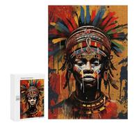 Jigsaw 300 PCS African Warrior Art Print Puzzle For Teenagers Enhance Memory Train Your Brain And Hands Addictive Toys to Cultivate Patience 300 PCS