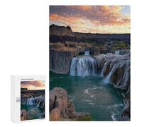 Jigsaw 300 PCS Amazon Waterfall Sunset Scenic View Jigsaw Puzzles for Adults Improve Memory Challenging To Complete Christmas Birthday Gifts 300 PCS
