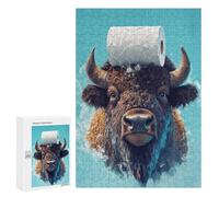 Jigsaw 300 PCS Bison with Toilet Paper Jigsaw Puzzles for Adults Improve Memory Challenging To Complete Christmas Birthday Gifts 300 PCS