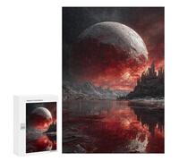 Jigsaw 300 PCS Blood Moon Over Alien Cityscape Puzzle For Teenagers Enhance Memory Train Your Brain And Hands Addictive Toys to Cultivate Patience 300 PCS