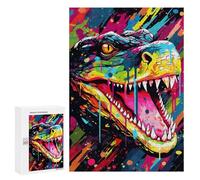 Jigsaw 300 PCS Colorful Crocodile Art Print -1 Jigsaw Puzzles for Adults Improve Memory Challenging To Complete Christmas Birthday Gifts 300 PCS