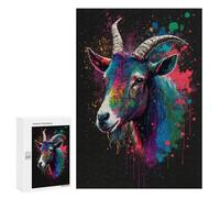 Jigsaw 300 PCS Colorful Goat Art Print-1 Puzzle For Teenagers Enhance Memory Train Your Brain And Hands Addictive Toys to Cultivate Patience 300 PCS