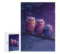 Jigsaw 300 PCS Colorful Night Owls Art Print Jigsaw Puzzles for Adults Improve Memory Challenging To Complete Christmas Birthday Gifts 300 PCS