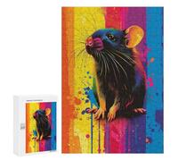 Jigsaw 300 PCS Colorful Rat Art Print Jigsaw Puzzles for Adults Improve Memory Challenging To Complete Christmas Birthday Gifts 300 PCS