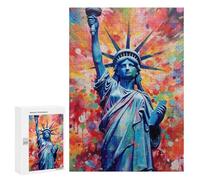 Jigsaw 300 PCS Colorful Statue of Liberty Art Print Jigsaw Puzzles for Adults Improve Memory Challenging To Complete Christmas Birthday Gifts 300 PCS
