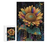 Jigsaw 300 PCS Colorful Sunflower Art Print Jigsaw Puzzles for Teenagers Improve Memory Educational Challenge Gifts for Friends And Family 300 PCS