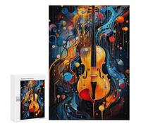 Jigsaw 300 PCS Colorful Violin Abstract Art Jigsaw Puzzles for Adults Improve Memory Challenging To Complete Christmas Birthday Gifts 300 PCS