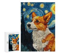 Jigsaw 300 PCS Corgi Night Sky Painting-2 Jigsaw Puzzles for Teenagers Improve Memory Educational Challenge Gifts for Friends And Family 300 PCS