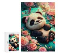 Jigsaw 300 PCS Floral Panda Paradise Jigsaw Puzzles for Adults Improve Memory Challenging To Complete Christmas Birthday Gifts 300 PCS