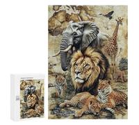 `jigsaw 300 PCS for Adults African Safari Animals Map Jigsaws for Adults Puzzle Stress Reliever Challenging To Complete Stress Reduction Gifts 300 PCS