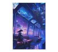 Jigsaw 300 PCS for Adults Anime Girl on A Starry Train Teenagers Puzzles Family Game Pattern Assembly Deal As Gifts for The Whole Family 300 PCS
