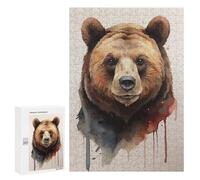 Jigsaw 300 PCS for Adults Bear Head Watercolor Adult Jigsaw Puzzle Fun Games Analysis And Logic Unique Birthday And Gifts 300 PCS