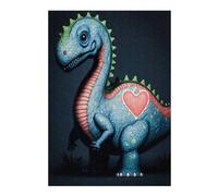 Jigsaw 300 PCS for Adults Blue Dinosaur with Heart Puzzles for Adults Brain Teaser Game Perfect Decoration Help The Brain Exercise 300 PCS