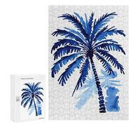 Jigsaw 300 PCS for Adults Blue Palm Tree Art Jigsaw Puzzle Brain Teaser Game Difficult Hard Deal As Gifts for The Whole Family 300 PCS