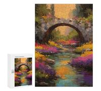 `jigsaw 300 PCS for Adults Bridge Over Flowing Stream Jigsaws for Adults Puzzle Stress Reliever Challenging To Complete Stress Reduction Gifts 300 PCS
