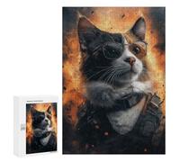 `jigsaw 300 PCS for Adults Cat in Tactical Gear Jigsaws for Adults Puzzle Stress Reliever Challenging To Complete Stress Reduction Gifts 300 PCS