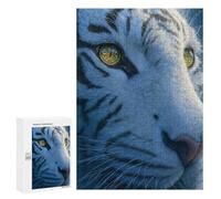 Jigsaw 300 PCS for Adults Close-up of A White Tiger Face Jigsaw Puzzle Brain Teaser Game Difficult Hard Deal As Gifts for The Whole Family 300 PCS