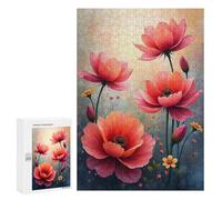 Jigsaw 300 PCS for Adults Colorful Array of Blooming Pink Flowers Jigsaw Puzzle Brain Teaser Game Difficult Hard Deal As Gifts for The Whole Family 300 PCS