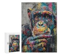 `jigsaw 300 PCS for Adults Colorful Chimpanzee Graffiti Art Print Jigsaws for Adults Puzzle Stress Reliever Challenging To Complete Stress Reduction Gifts 300 PCS