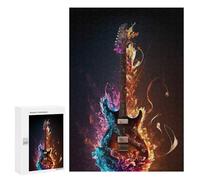 Jigsaw 300 PCS for Adults Colorful Guitar Art Print Jigsaw Puzzle Brain Teaser Game Difficult Hard Deal As Gifts for The Whole Family 300 PCS