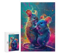 `jigsaw 300 PCS for Adults Colorful Mouse Artwork Jigsaws for Adults Puzzle Stress Reliever Challenging To Complete Stress Reduction Gifts 300 PCS