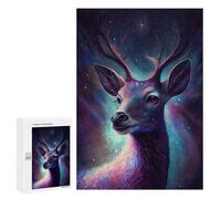 Jigsaw 300 PCS for Adults Cosmic Deer Portrait-1 Jigsaw Puzzle Brain Teaser Game Difficult Hard Deal As Gifts for The Whole Family 300 PCS