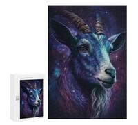 Jigsaw 300 PCS for Adults Cosmic Goat Portrait-4 Jigsaw Puzzle Brain Teaser Game Difficult Hard Deal As Gifts for The Whole Family 300 PCS
