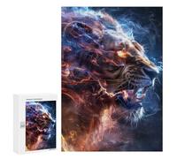 Jigsaw 300 PCS for Adults Electric Lion Art Print -2 Jigsaw Puzzle Brain Teaser Game Difficult Hard Deal As Gifts for The Whole Family 300 PCS